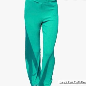 Z Supply Green Emerald Wide-Leg Ribbed Pants